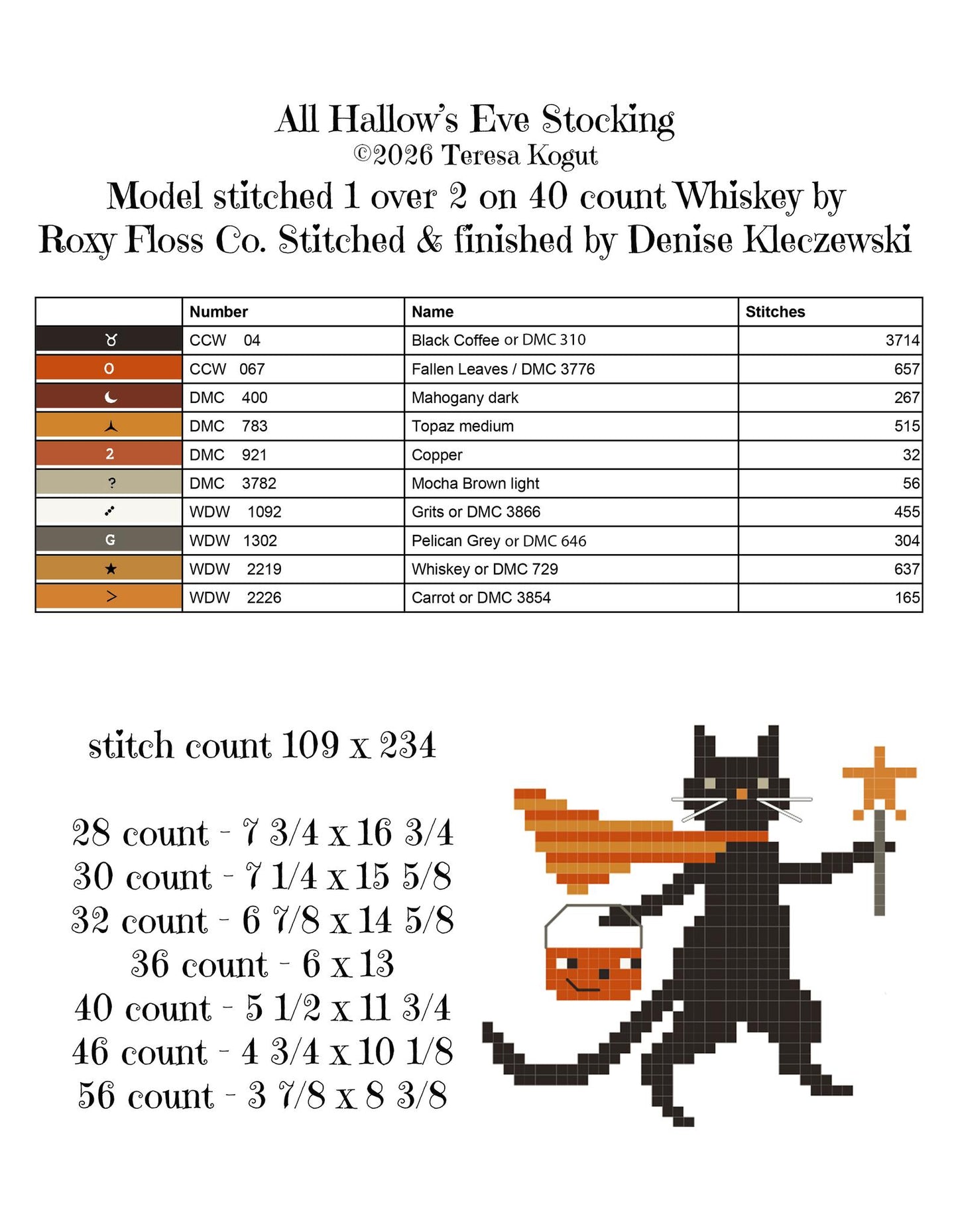 All Hallow's Eve Stocking - Cross Stitch Pattern by Teresa Kogut PREORDER