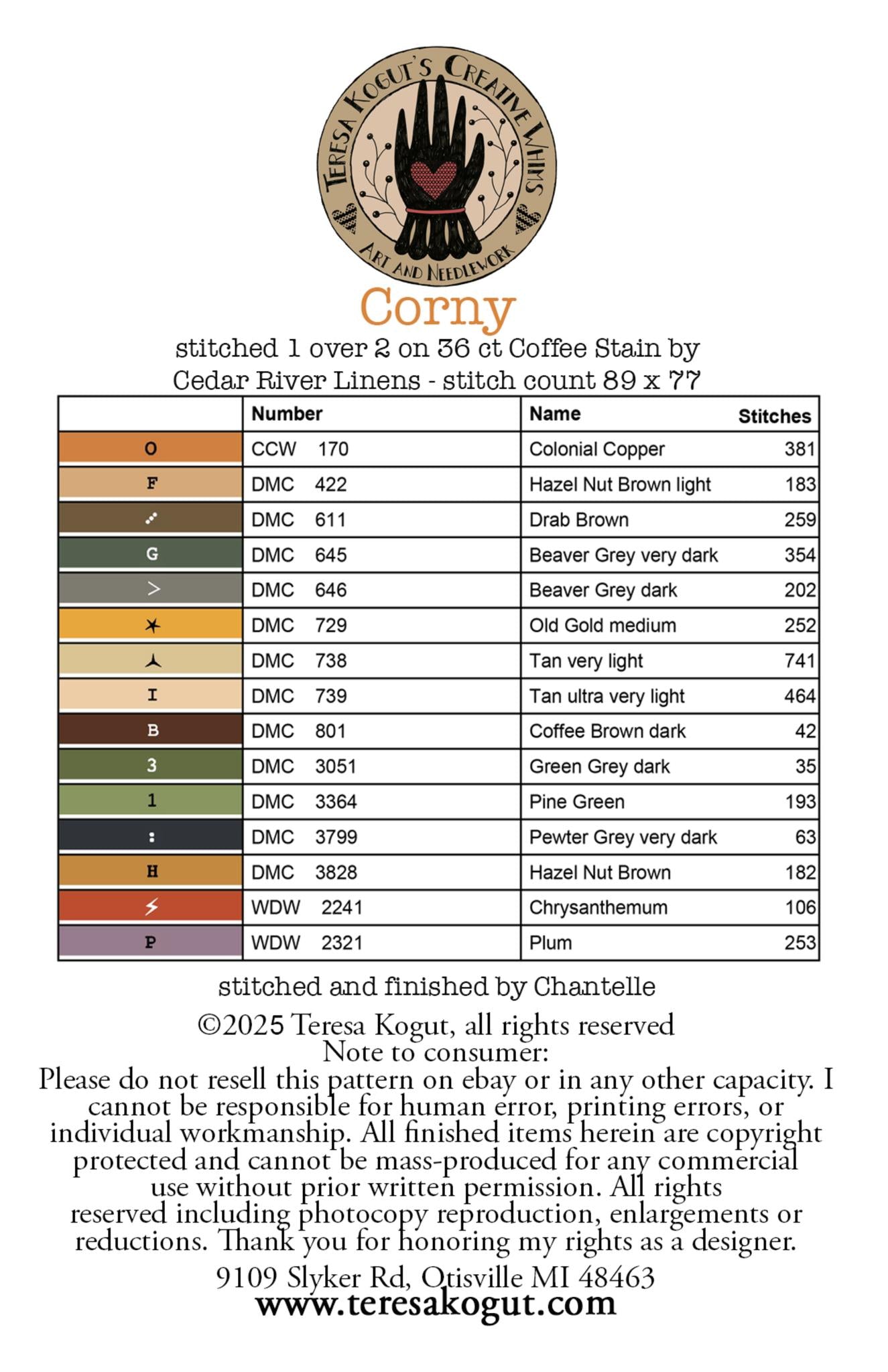 Corny - Cross Stitch Pattern by Teresa Kogut PREORDER