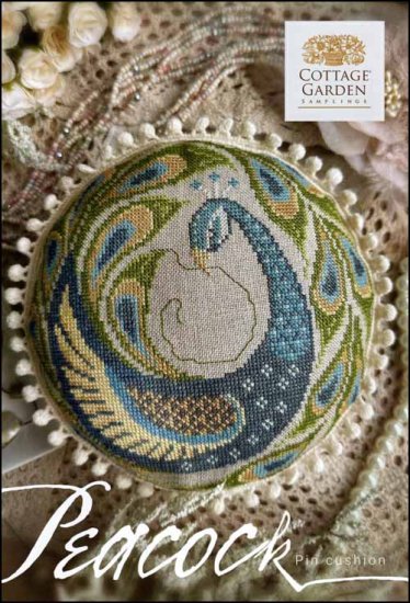 Peacock Pin Cushion - Cross Stitch Chart By Cottage Garden Samplings