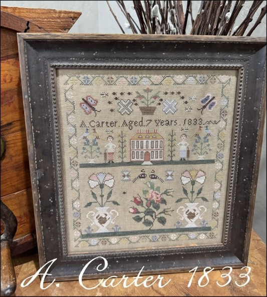 A. Carter 1833 - Reproduction Sampler Pattern by The Scarlett House PREORDER