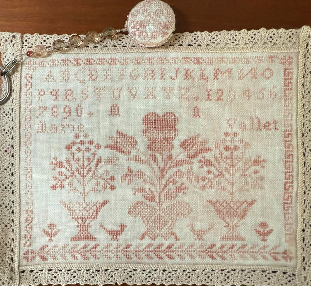 A French Rose Marie Vallet - Reproduction Sampler by Running with Needles & Scissors PREORDER