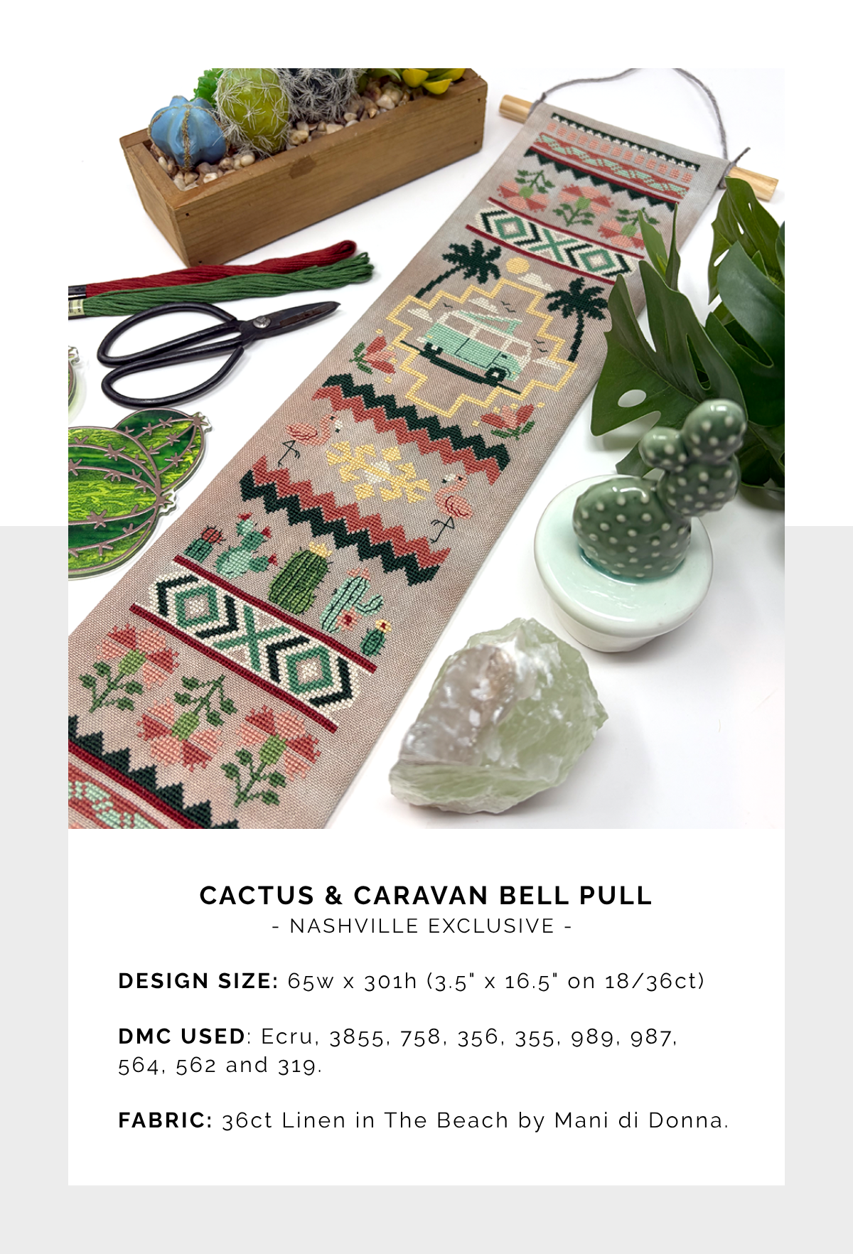Cactus & Caravan Bell Pull - Cross Stitch Pattern by Tiny Modernist PREORDER