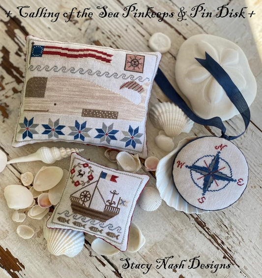 Calling of the Sea Pinkeeps & Pin Disk  - Cross Stitch Chart by Stacy Nash