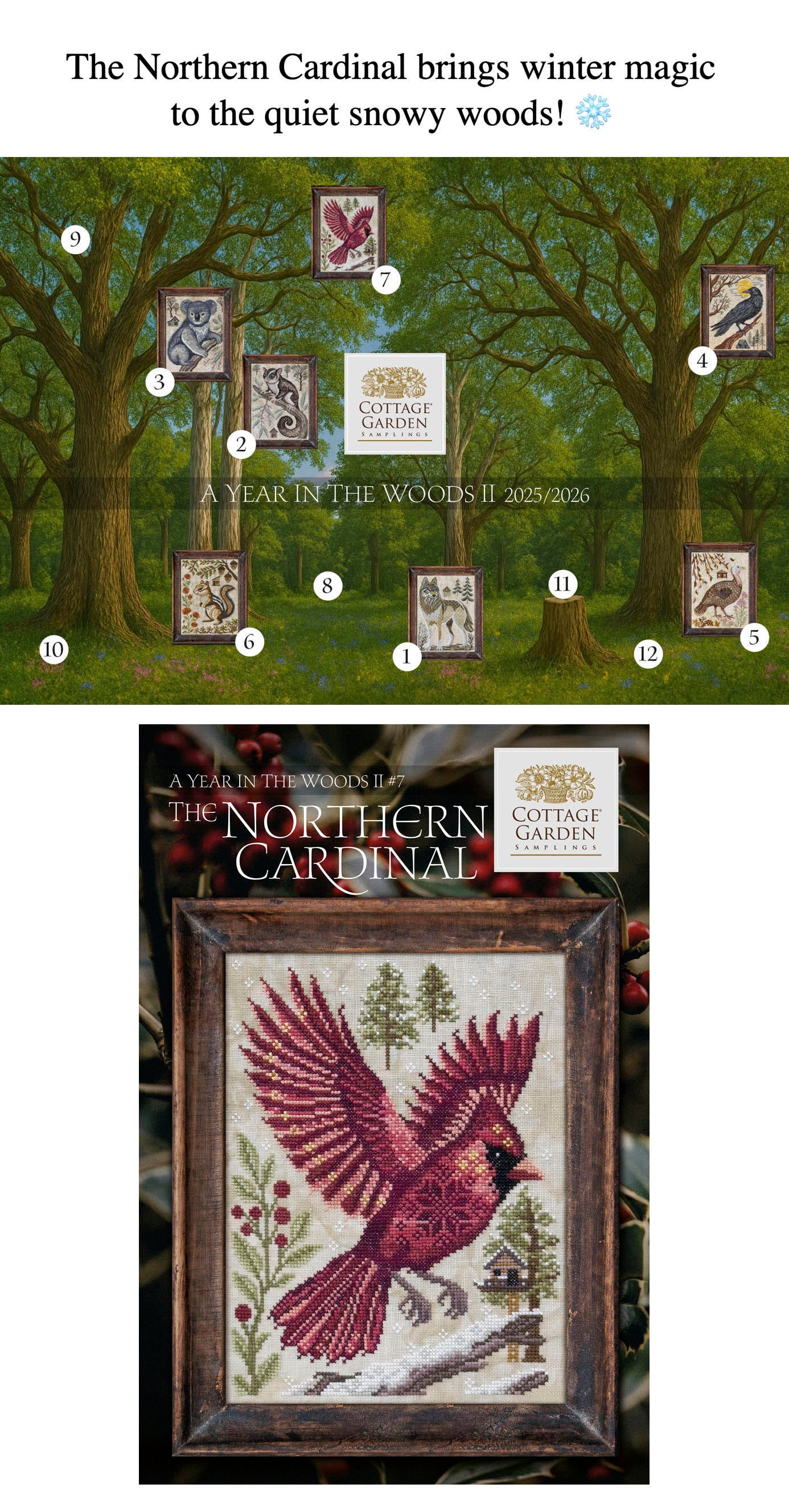A Year in the Woods II #7 The Cardinal - Cross Stitch Chart by Cottage ...
