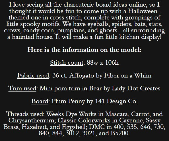 Charbooterie Board - Cross Stitch Pattern by Plum Street Samplers