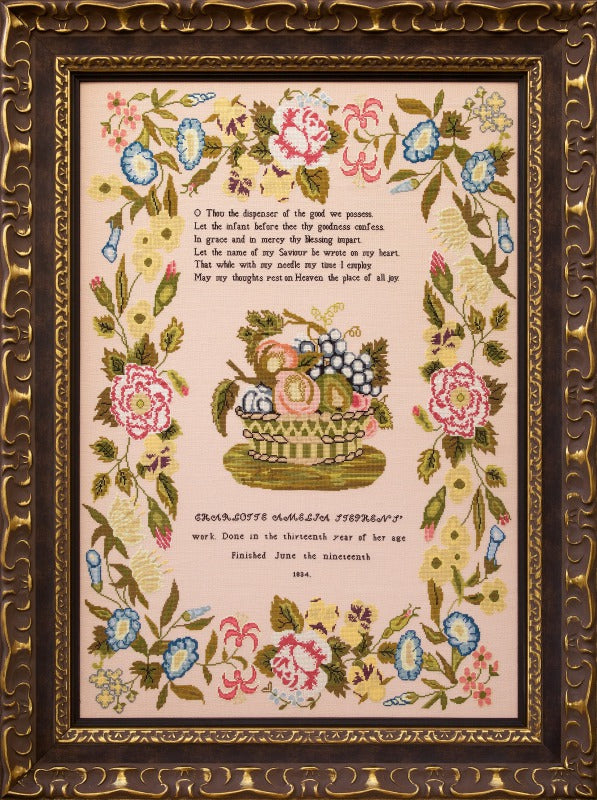 Charlotte Amelia Stephens 1834 - Reproduction Sampler Pattern by Hands Across the Sea Samplers
