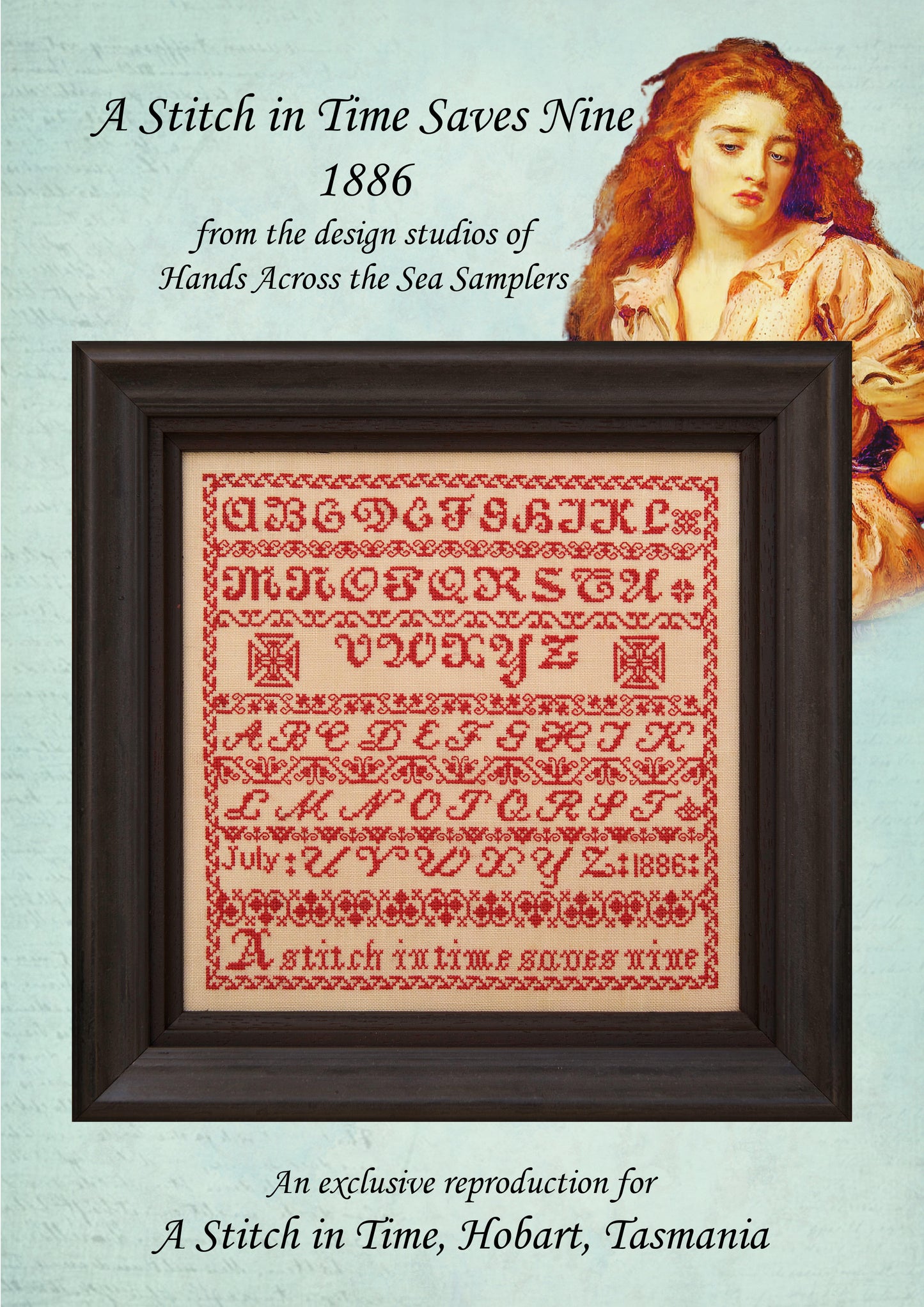 A Stitch in Time Saves Nine - Exclusive Reproduction Sampler Chart by Hands Across the Sea Samplers