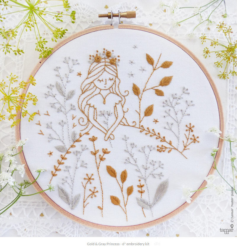 Gold & Gray Princess Embroidery Kit by Tamar