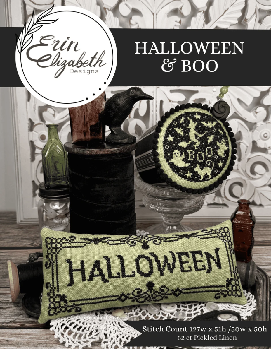 Halloween and Boo - Cross Stitch Pattern by Erin Elizabeth PREORDER