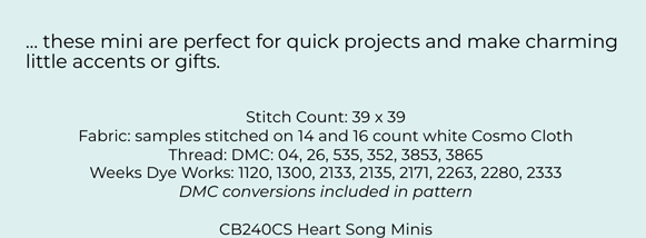 Heart Song Pattern Heart Song Minis - Cross Stitch Pattern by Cherry Blossoms – A Stitch ...