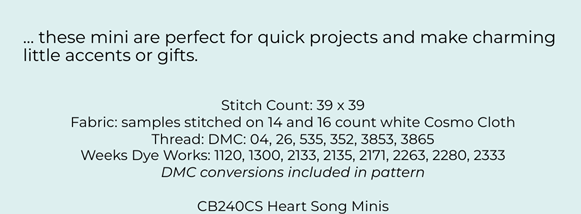 Heart Song Minis - Cross Stitch Pattern by Cherry Blossoms