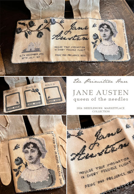 JANE AUSTEN QUEEN OF THE NEEDLES - Cross Stitch Pattern by The Primitive Hare