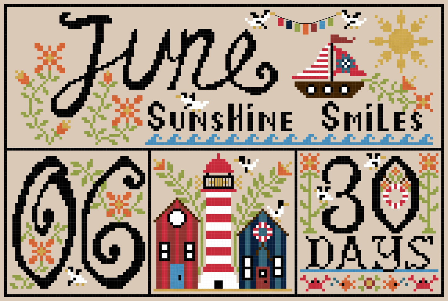 June Sunshine Smiles - Cross Stitch Pattern by Quaint Rose Needlearts PREORDER