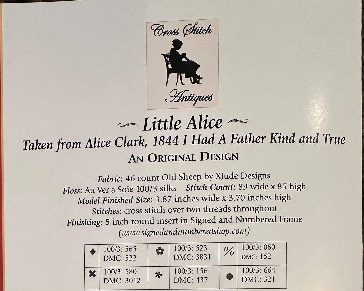Little Alice - Cross Stitch Pattern by Cross Stitch Antiques PREORDER