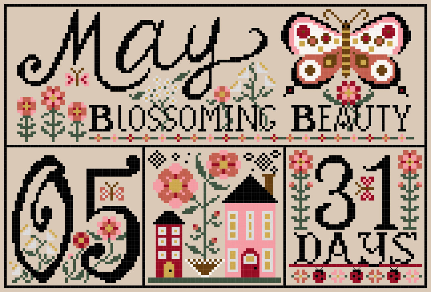 May Blossoming Beauty - Cross Stitch Pattern by Quaint Rose Needlearts PREORDER