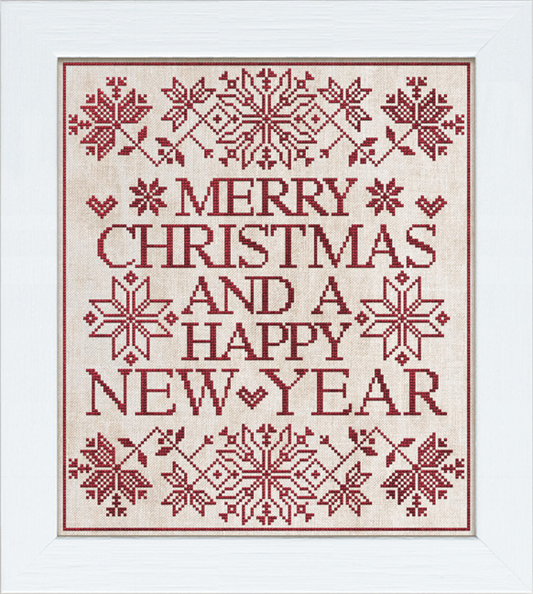 Merry Christmas and a Happy New Year - Cross Stitch Pattern by Modern Folk Embroidery