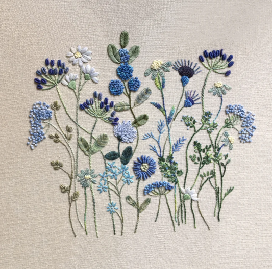 Misty Garden Embroidery Design - Printed Panel by Roseworks