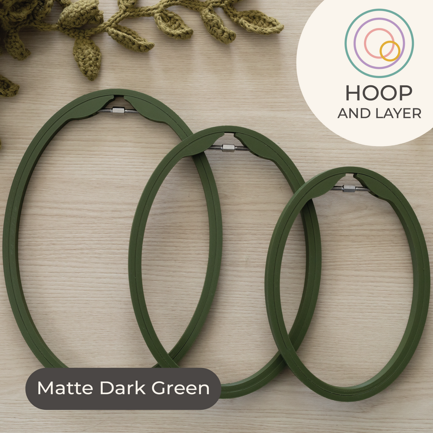 Seamless Oval Embroidery Hoop – Matte Dark Green