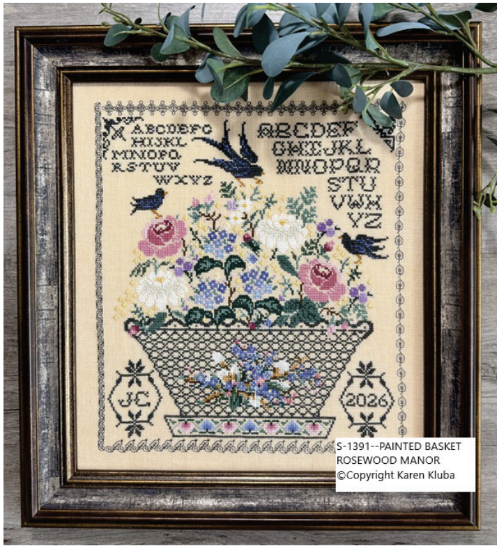 PAINTED BASKET - Cross Stitch Pattern by Rosewood Manor PREORDER