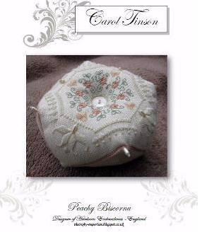 Peachy Biscornu - Cross Stitch Pattern by Heirloom Embroideries