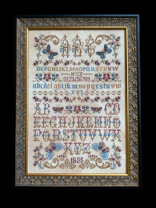 BUTTERFLIES FLOWERS AND LETTERS SAMPLER - Cross Stitch Chart by Twin Peak Primitives PREORDER