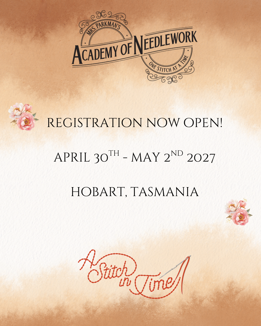 Mrs Parkman's Academy of Needlework Workshop April/May 2027 - Deposit