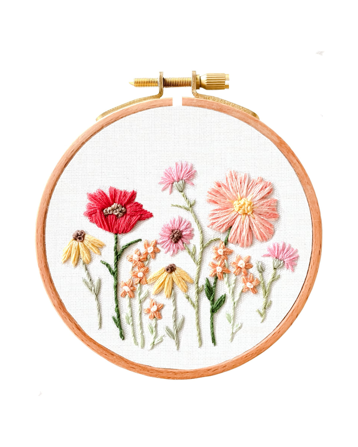 Pink Wildflowers- Embroidery Kit by Stitched Up Kits