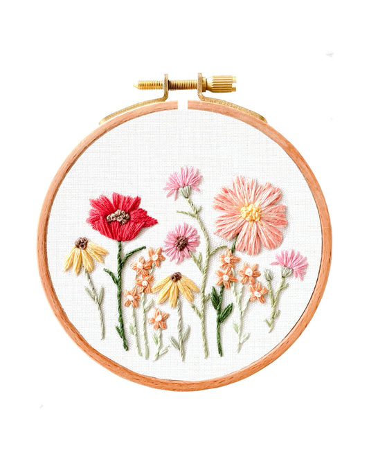 Pink Wildflowers- Embroidery Kit by Stitched Up Kits