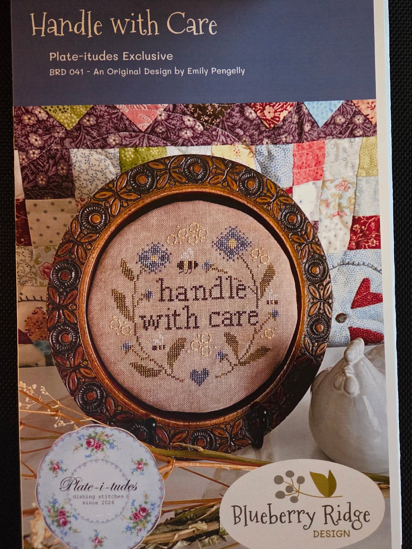 Handle with Care Plate-itude- Cross Stitch Pattern by Blueberry Ridge