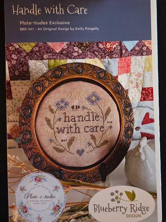 Handle with Care Plate-itude- Cross Stitch Pattern by Blueberry Ridge