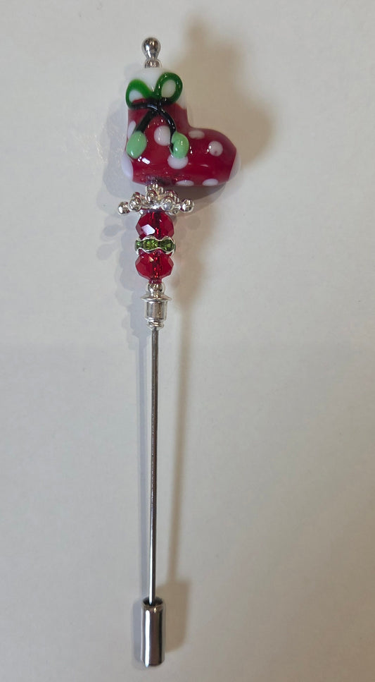 Red Christmas Boot Pin by Minnie McBean