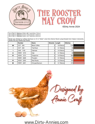 The Rooster May Crow- Cross Stitch Chart by Dirty Annie's PREORDER