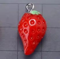 Resin Strawberry Charms - Small size