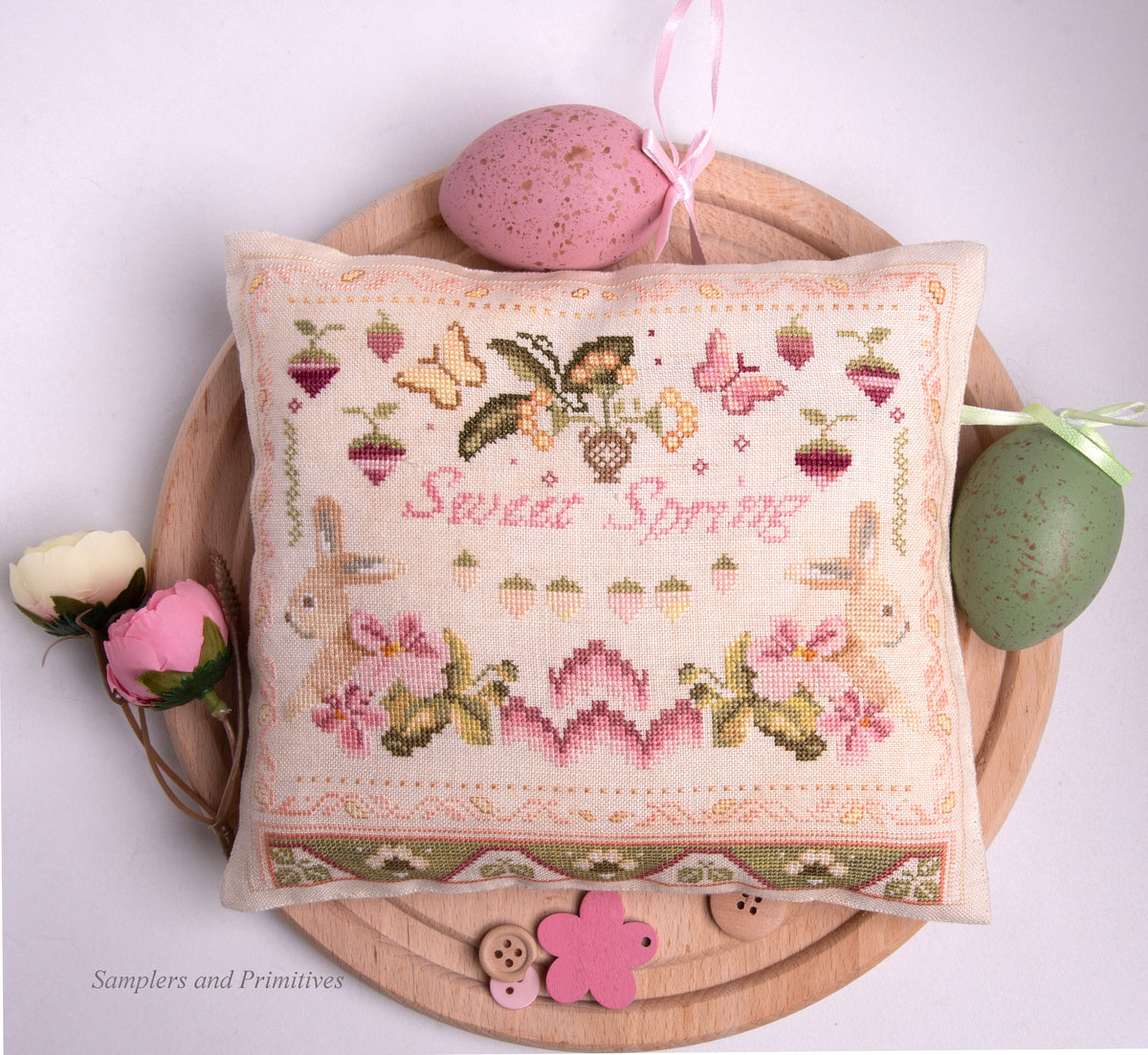 Spring Stitch Sweet Spring - Cross stitch pattern by Samplers & Primitives – A Stitch ...