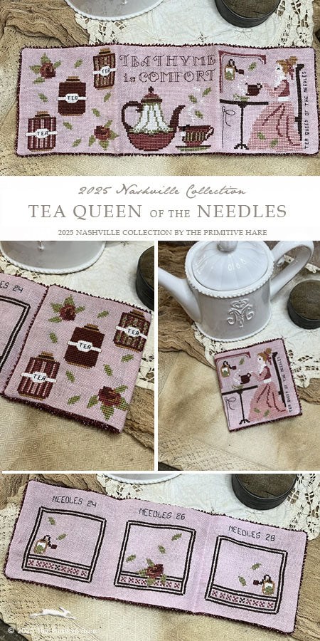 Tea Queen of the Needles - Cross Stitch pattern by The Primitive Hare