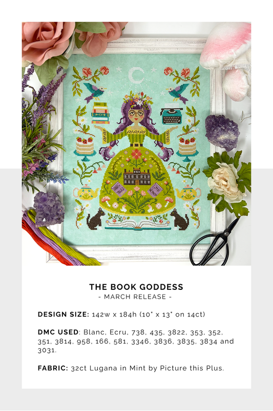 The Book Goddess - Cross Stitch Pattern by Tiny Modernist PREORDER