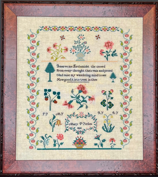 Mary P. Yerkes 1825 - Reproduction Sampler Chart by Queenstown Samplers