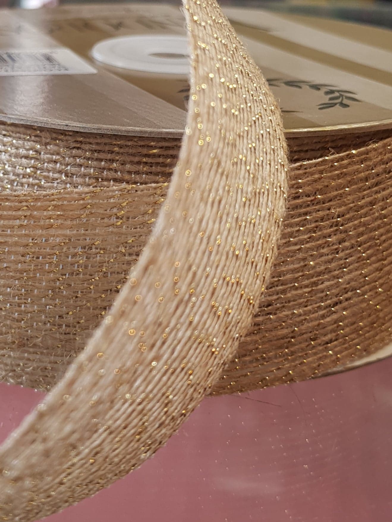 Jute Ribbon with Gold 38mm