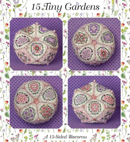 15 Tiny Gardens Biscornu - Pattern by Just Nan
