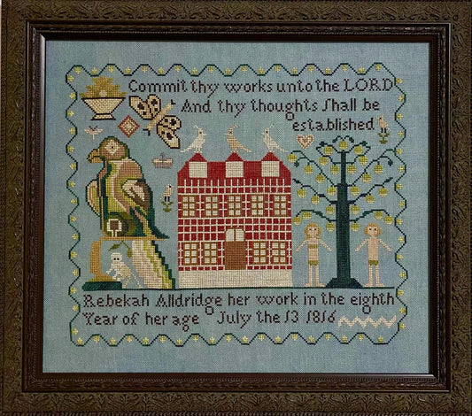 Rebekah Aldridge 1816 - Reproduction Sampler by Fox & Rabbit Designs