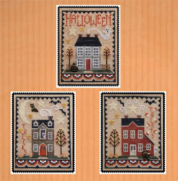 Halloween House Trio - Cross Stitch Pattern by Waxing Moon Designs