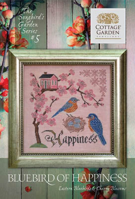 Songbird's Garden #05 - Bluebird of Happiness -Cross Stitch Chart by Cottage Garden Samplings