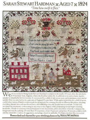 Sarah Stewart Hardman 1824 - Reproduction Sampler by Needlework Press