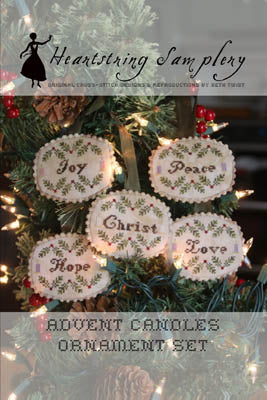 Advent Candles Ornament Set - Cross Stitch Pattern by Heartstring Samplery