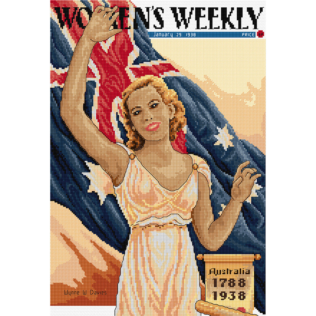 Girl with Flag - Cross Stitch Chart by Country Threads