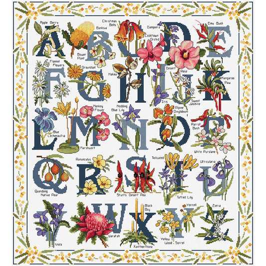 Australian Wildflowers Sampler - Cross Stitch Chart by Country Threads