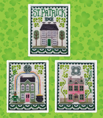 St. Patrick's House Trio - Cross Stitch Pattern by Waxing Moon Designs