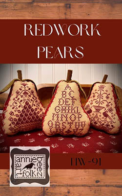 Redwork Pears - Cross Stitch Pattern by Annie Beez Folk Art