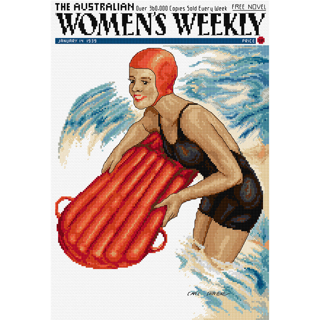Woman in Surf - Cross Stitch Chart by Country Threads