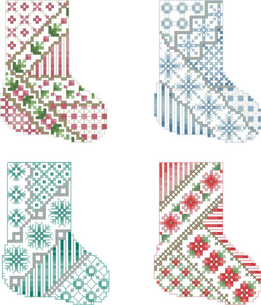 Crazy Stocking Ornaments - Cross Stitch Pattern